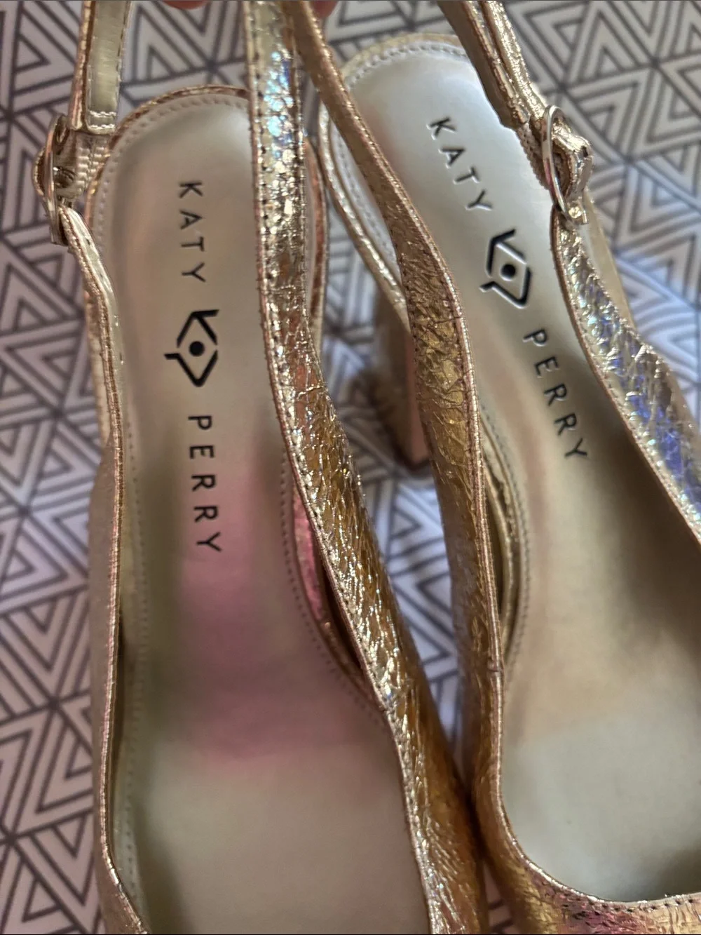 Katy Perry Gold Metallic Platform Slingback Pumps